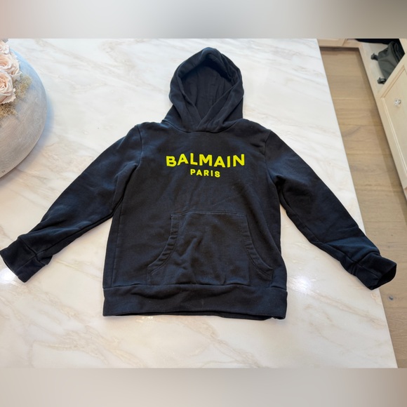 Balmain Black Hoodie with Yellow Logo - Picture 1 of 2